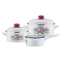 KOCHTOPFSET HORTENSIE 3-teilig  - Weiß, Basics, Metall - GSW