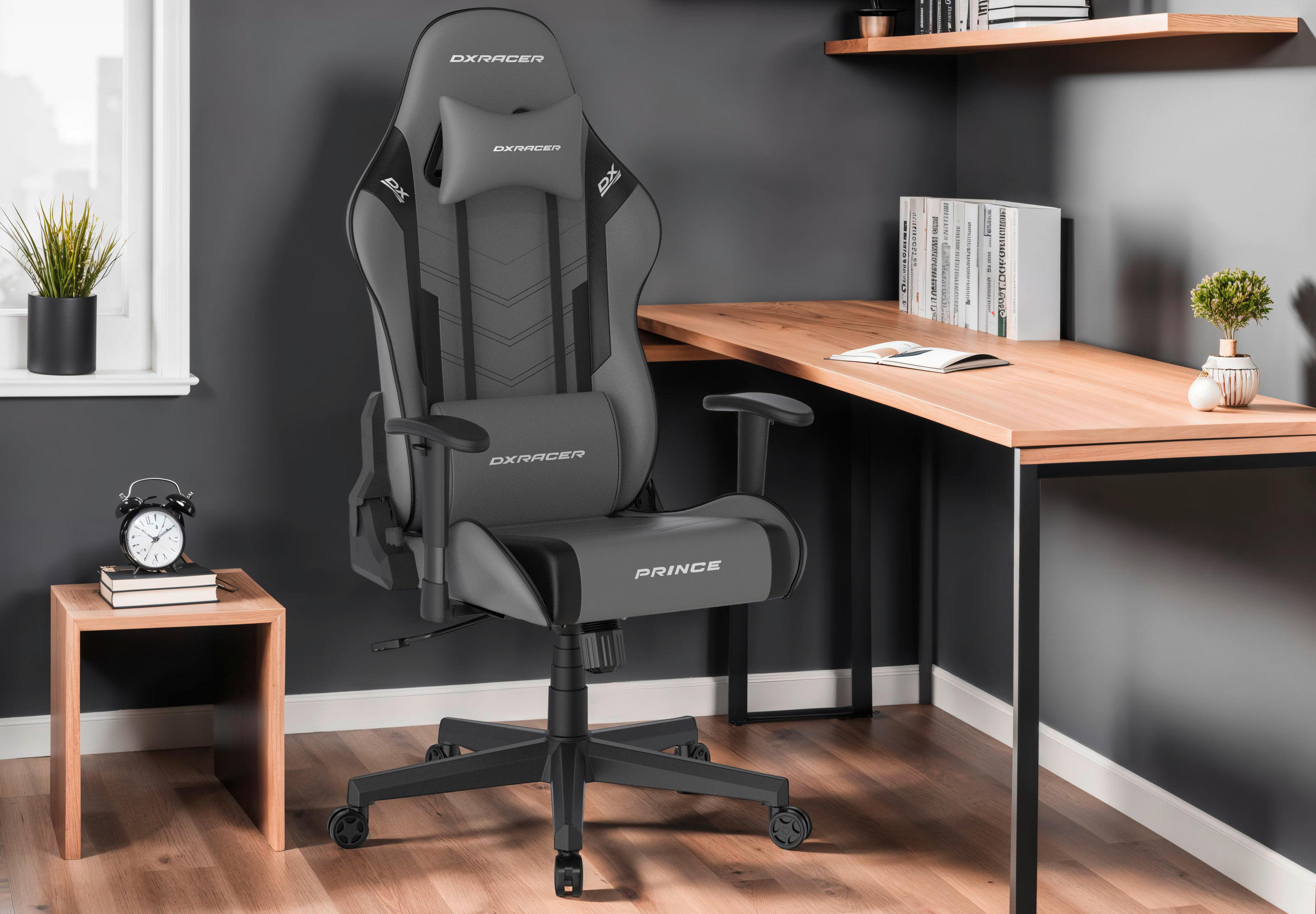 GAMINGSTUHL Grau, Schwarz Kunststoff, Textil   - Schwarz/Grau, MODERN, Kunststoff/Textil (67/126/67cm) - Dxracer