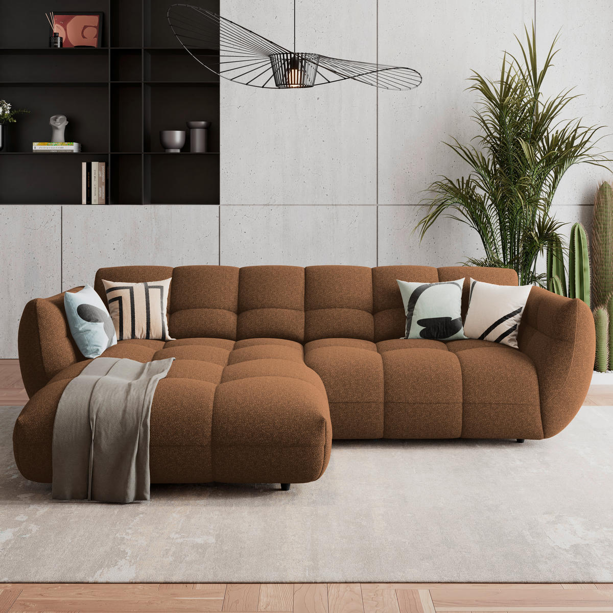 ECKSOFA Terracotta Chenille  - Dunkelgrün/Terracotta, Trend, Kunststoff/Textil (178/280cm) - MID.YOU