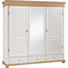 KLEIDERSCHRANK 3 -türig Kiefer massiv Kieferfarben, Weiß - Weiß/Kieferfarben, Design, Holz/Metall (195/199/62cm) - CARRYHOME