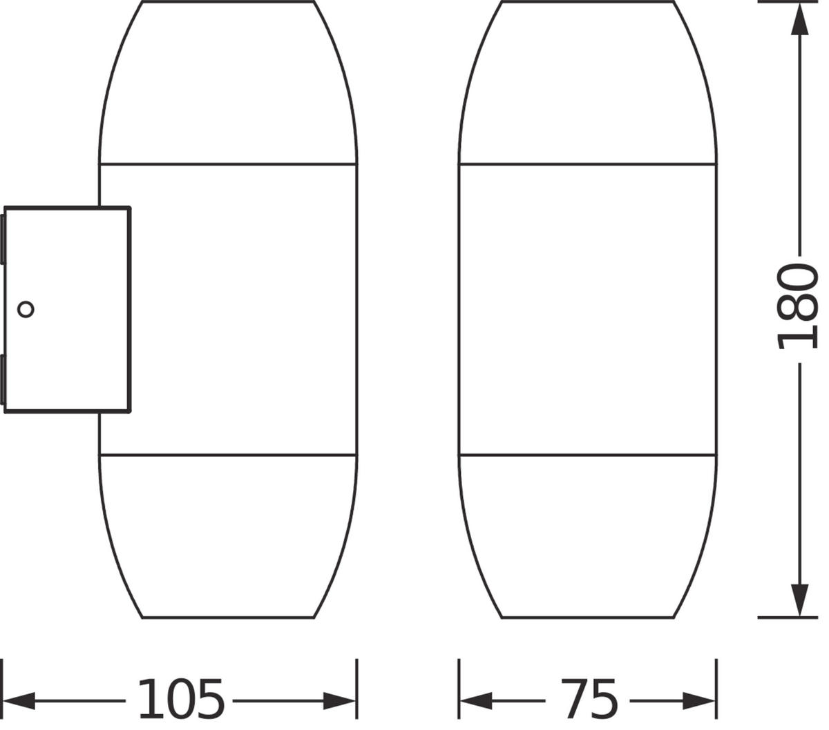 AUßENLEUCHTE 10,5/7,5/18 cm   - Dunkelgrau, Basics, Glas/Metall (10,5/7,5/18cm) - Osram