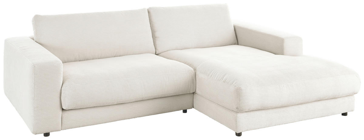 ECKSOFA in Cord Weiss  - Weiss/Schwarz, Design, Kunststoff/Textil (270/190cm) - Lomoco