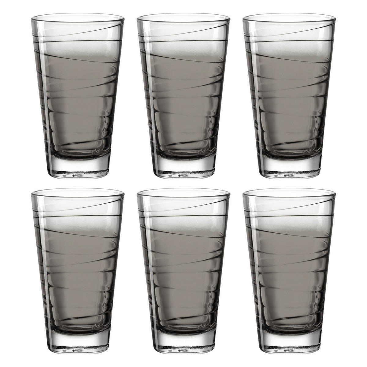 GLÄSERSET Vario 6-teilig  - Grau, Design, Glas (280ml) - Leonardo