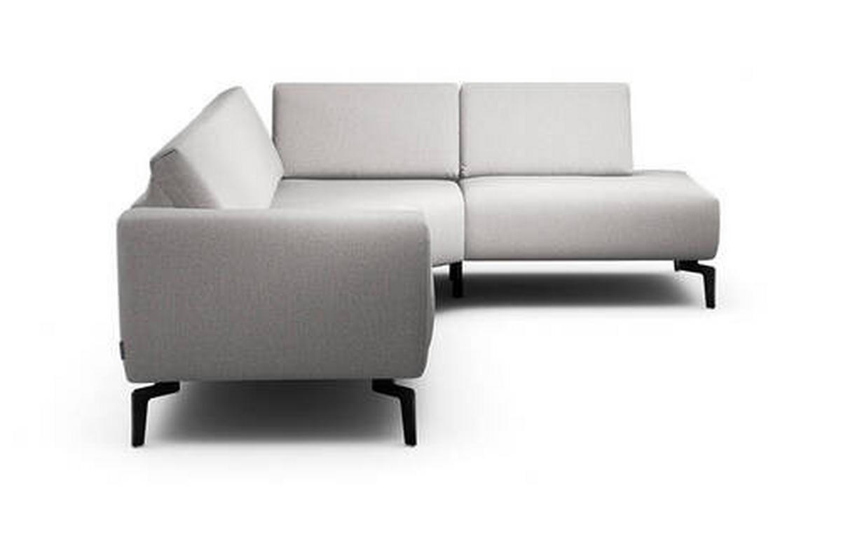 ECKSOFA in Samt Hellgrau  256/193 cm  - Hellgrau/Schwarz, Design, Textil/Metall (256/193cm) - SENSOO