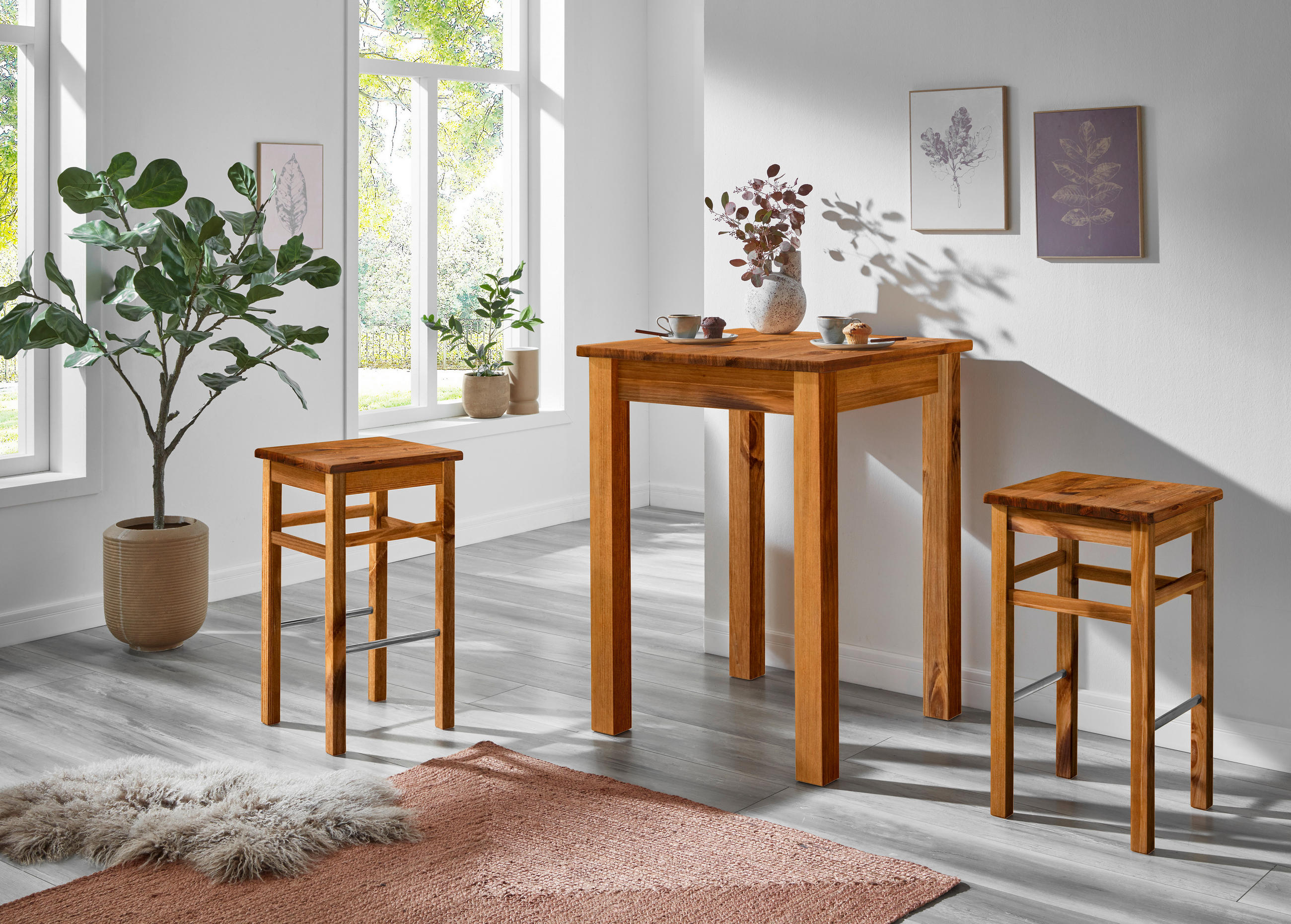 Thumbnail - Boxxx Bartisch, Bernstein, Holz, Kiefer, massiv, quadratisch, eckig, 78x103x78 cm, in verschiedenen Holzdekoren erhältli...