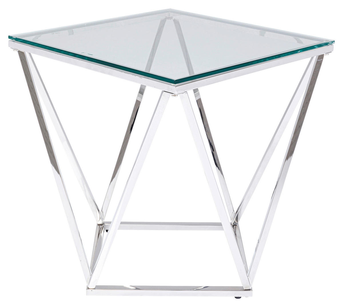 BEISTELLTISCH in Metall, Glas 50/50/55 cm  - Silberfarben, Design, Glas/Metall (50/50/55cm)