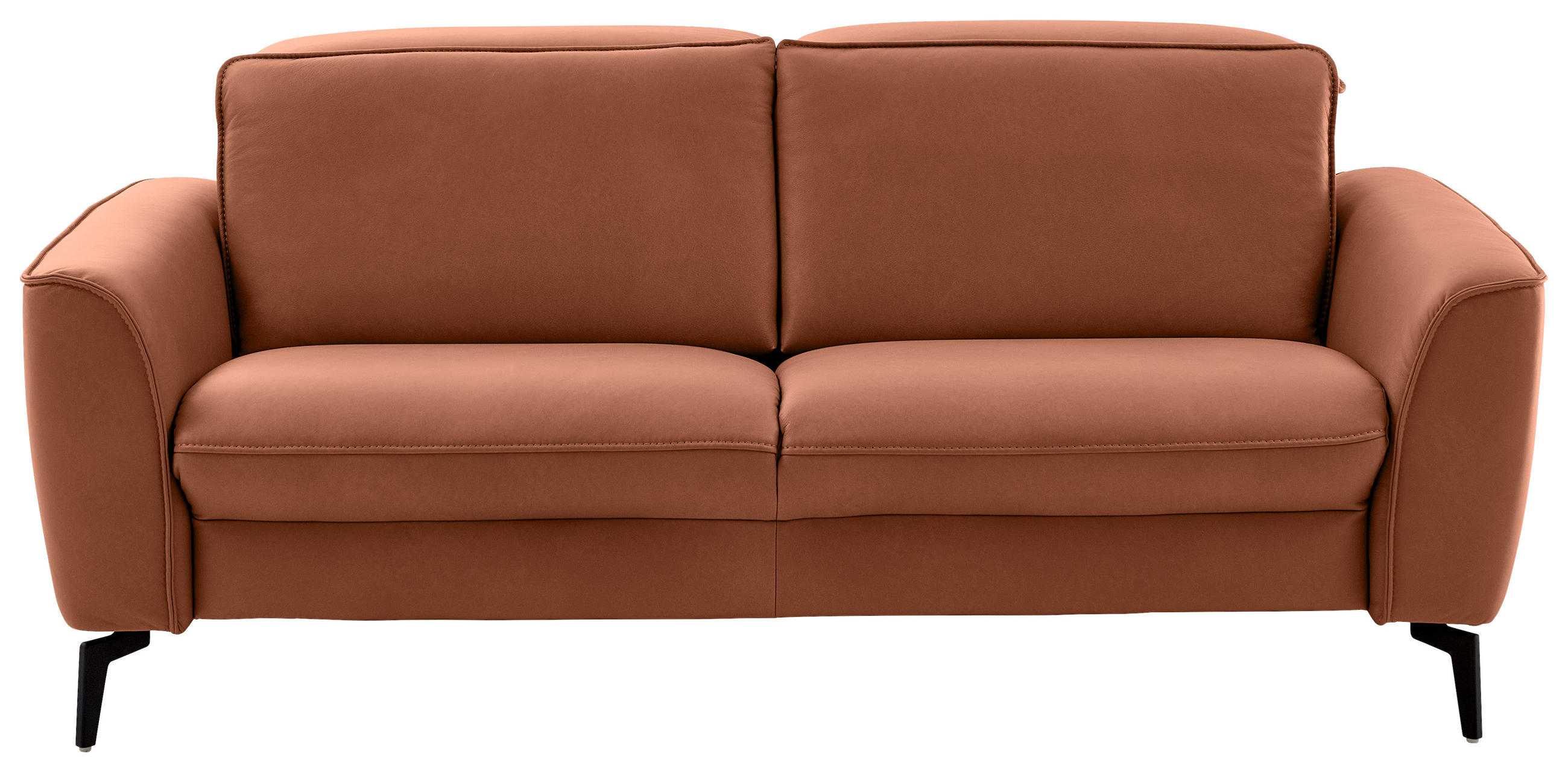 2,5-SITZER in Echtleder Cognac  - Cognac/Schwarz, Natur, Leder/Metall (194/81/110cm) - Valdera