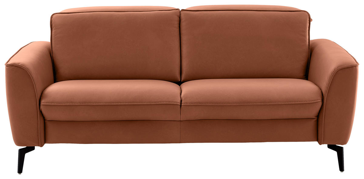 2,5-SITZER in Echtleder Cognac  - Cognac/Schwarz, Natur, Leder/Metall (194/81/110cm) - Valdera