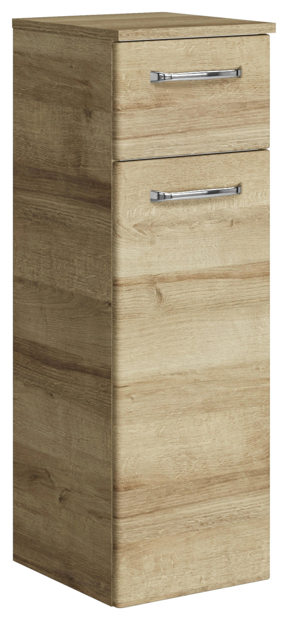 SEITENSCHRANK 30/90,5/33 cm  - Chromfarben/Eichefarben, KONVENTIONELL, Glas/Holzwerkstoff (30/90,5/33cm) - Sadena