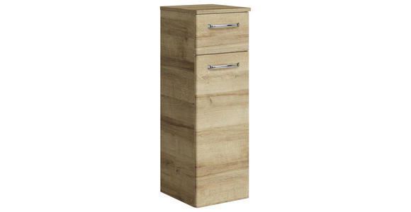 SEITENSCHRANK 30/90,5/33 cm  - Chromfarben/Eichefarben, KONVENTIONELL, Glas/Holzwerkstoff (30/90,5/33cm) - Xora