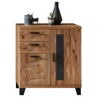 SCHUHSCHRANK Wildeiche massiv Eichefarben, Dunkelgrau  - Eichefarben/Dunkelgrau, Natur, Holz/Holzwerkstoff (85/95/38cm) - Linea Natura