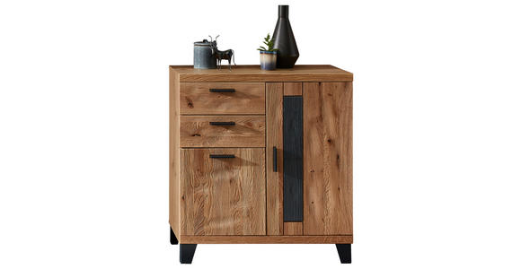 SCHUHSCHRANK 85/95/38 cm  - Eichefarben/Dunkelgrau, Natur, Holz/Holzwerkstoff (85/95/38cm) - Linea Natura