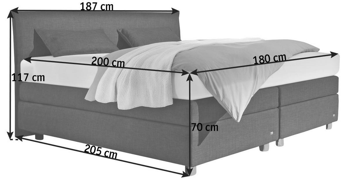 BOXSPRINGBETT 180/200 cm  in Anthrazit, Schwarz  - Anthrazit/Schwarz, Design, Kunststoff/Textil (180/200cm) - RUF Betten