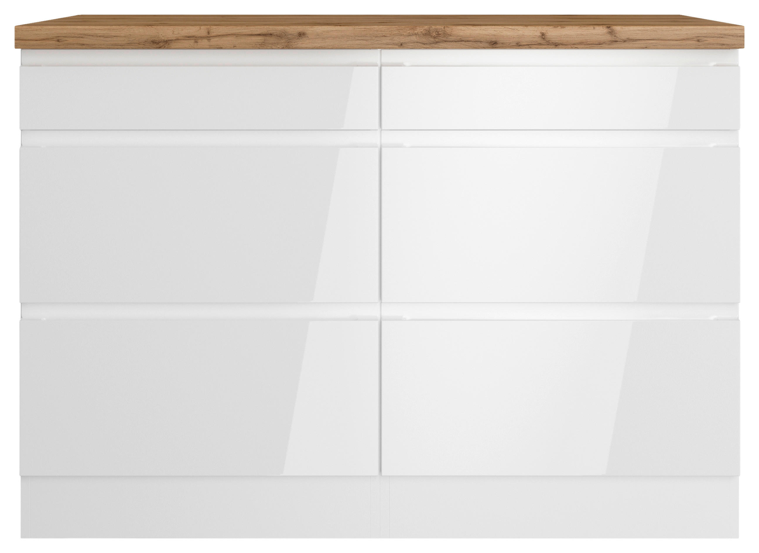 KÜCHENUNTERSCHRANK 120/86/60 cm  in Weiß, Eiche Wotan, Weiß Hochglanz  - Weiß Hochglanz/Eiche Wotan, LIFESTYLE, Holzwerkstoff (120/86/60cm) - Held