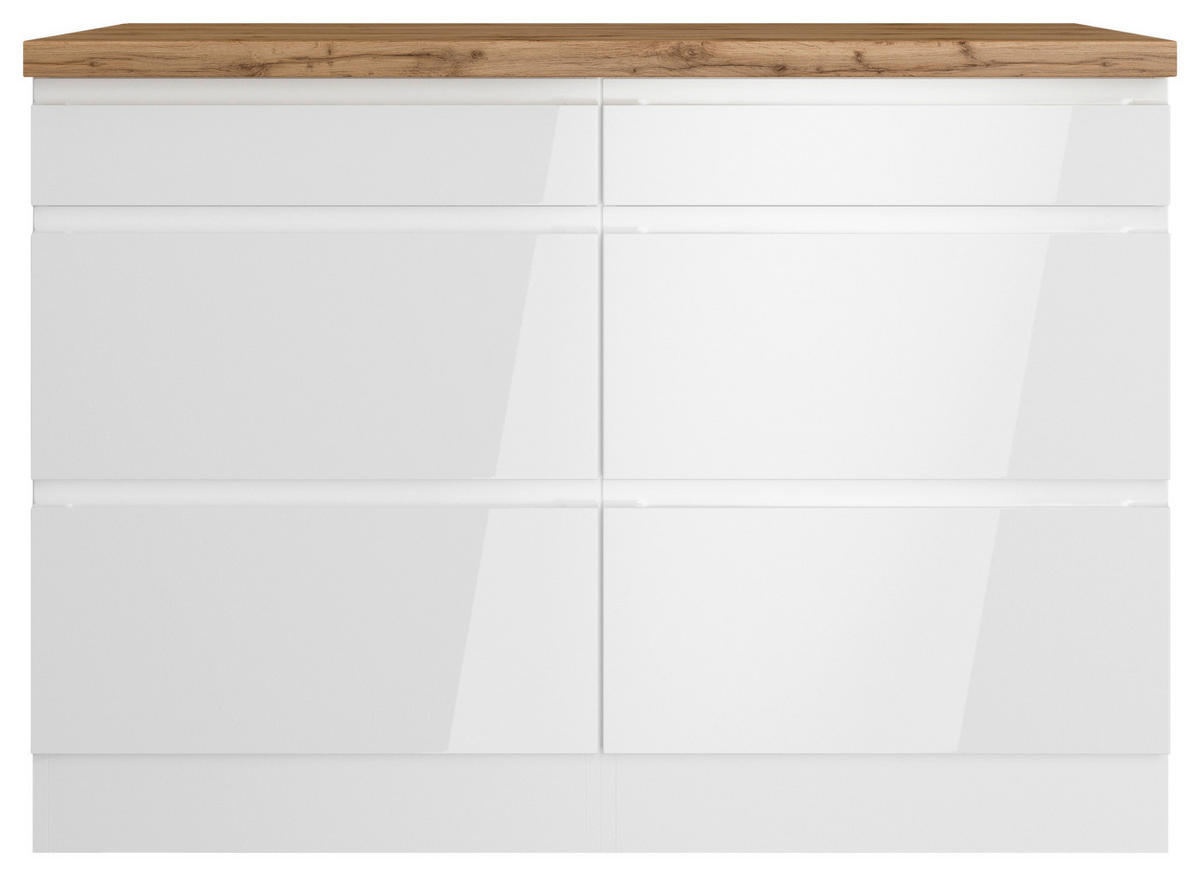 KÜCHENUNTERSCHRANK 120/86/60 cm  in Weiß, Eiche Wotan, Weiß Hochglanz  - Weiß Hochglanz/Eiche Wotan, LIFESTYLE, Holzwerkstoff (120/86/60cm) - Held