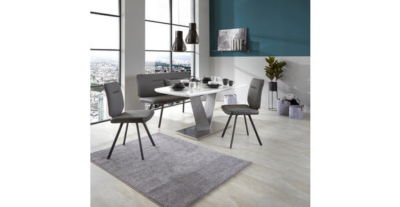 Esstisch Nizza 160 - Edelstahlfarben/Weiß, MODERN, Glas/Holzwerkstoff (160/76/90cm) - Luca Bessoni