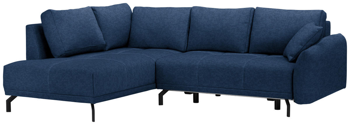 ECKSOFA in Webstoff Dunkelblau  191/250 cm  - Schwarz/Dunkelblau, LIFESTYLE, Textil/Metall (191/250cm) - Carryhome
