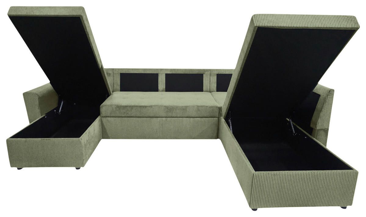 WOHNLANDSCHAFT TERMOLI Mintgrün Cord  - Schwarz/Mintgrün, Design, Kunststoff/Textil (155/297/212cm) - MID.YOU