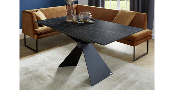 ESSTISCH 160/90/75 cm Metall, Keramik Schwarz rechteckig  - Schwarz, Design, Keramik/Metall (160/90/75cm) - Dieter Knoll