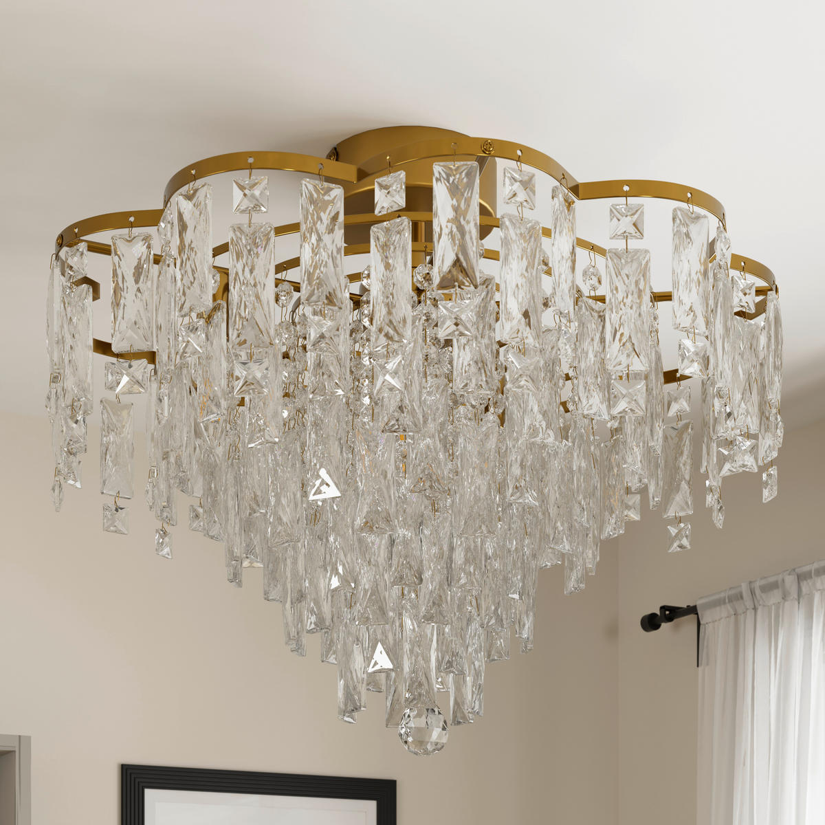 DECKENLEUCHTE Aurelie 50/41 cm   - Klar/Goldfarben, Design, Glas/Metall (50/41cm) - Glandor