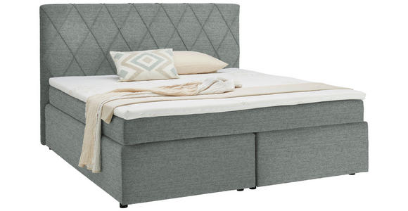 BOXSPRINGBETT 160/200 cm in Hellgrau - Hellgrau/Schwarz, Design, Holzwerkstoff/Kunststoff (160/200cm) - Xora