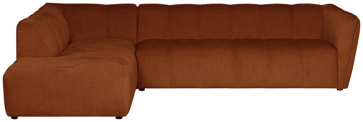 ECKSOFA LIVOLI in Chenille Rostfarben  218/290 cm  - Rostfarben/Schwarz, Design, Textil (218/290cm) - MID.YOU