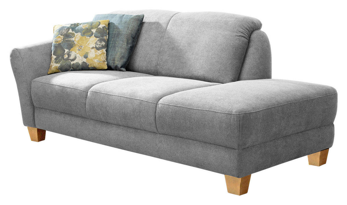 RÉCAMIERE Silberfarben Flachgewebe  - Silberfarben/Naturfarben, KONVENTIONELL, Holz/Textil (194/84/91cm) - Sit & More