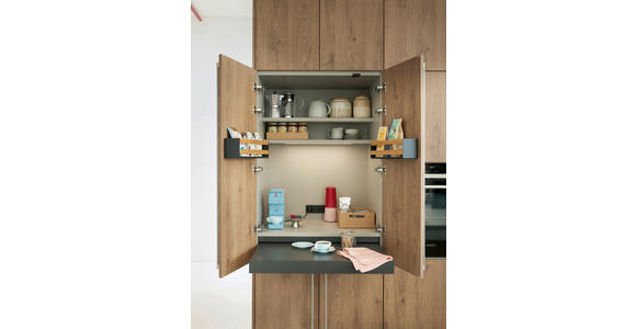 EINBAUKÜCHE   - Eichefarben/Weiß, Design, Holzwerkstoff - Novel