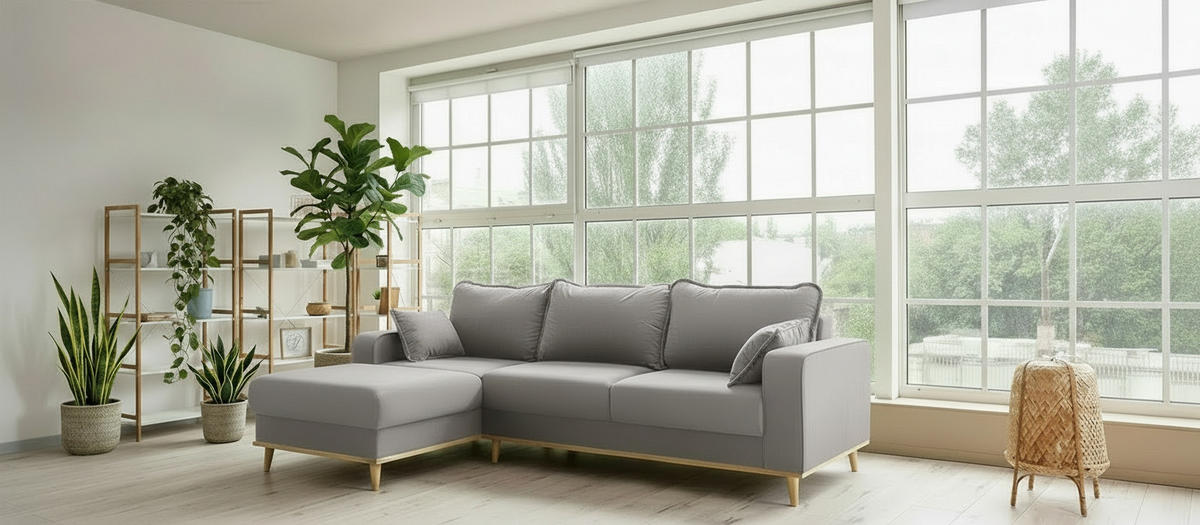 ECKSOFA Beata in Mikrofaser Grau  150/230 cm  - Wengefarben/Grau, Design, Holz/Textil (150/230cm) - Livetastic