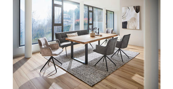 SITZBANK 203,5/87/64 cm  in Schwarz, Dunkelgrau  - Dunkelgrau/Schwarz, Design, Textil/Metall (203,5/87/64cm) - Novel