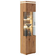 VITRINE  in furniert, massiv Balkeneiche Grau, Eichefarben - Eichefarben/Anthrazit, Natur, Glas/Holz (50/204/37cm) - Linea Natura