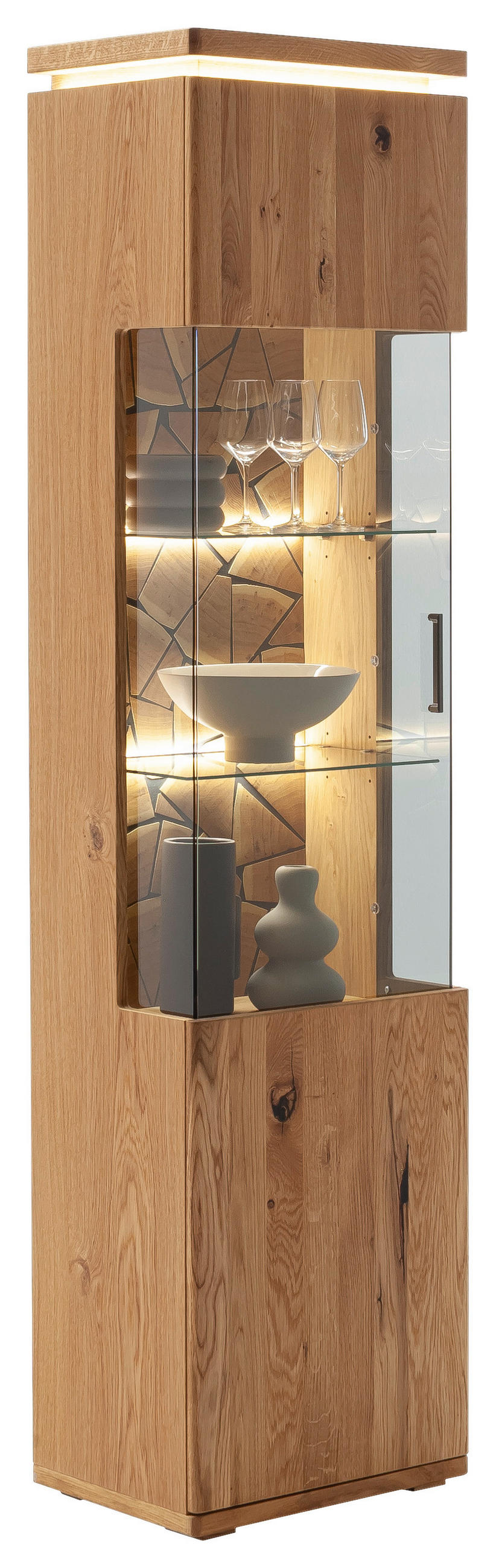 VITRINE Grau, Eichefarben  50/204/37 cm  - Eichefarben/Anthrazit, Natur, Glas/Holz (50/204/37cm) - Linea Natura