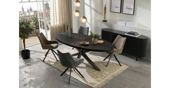 ESSTISCH Schwarz oval   - Schwarz/Alufarben, Trend, Holz/Metall (220/110/76cm) - Ambia Home