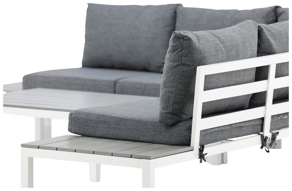LOUNGEGARNITUR 133/167 cm Aluminium  - Weiß, KONVENTIONELL, Metall (133/167cm) - Gardenson