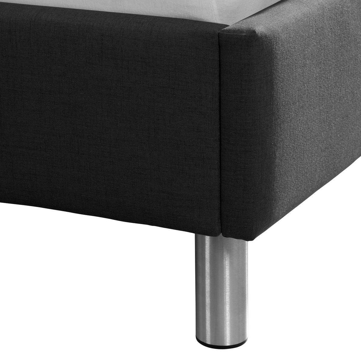 POLSTERBETT  in Anthrazit,  - Anthrazit/Alufarben, MODERN, Textil/Metall (113/97/208cm) - Livetastic