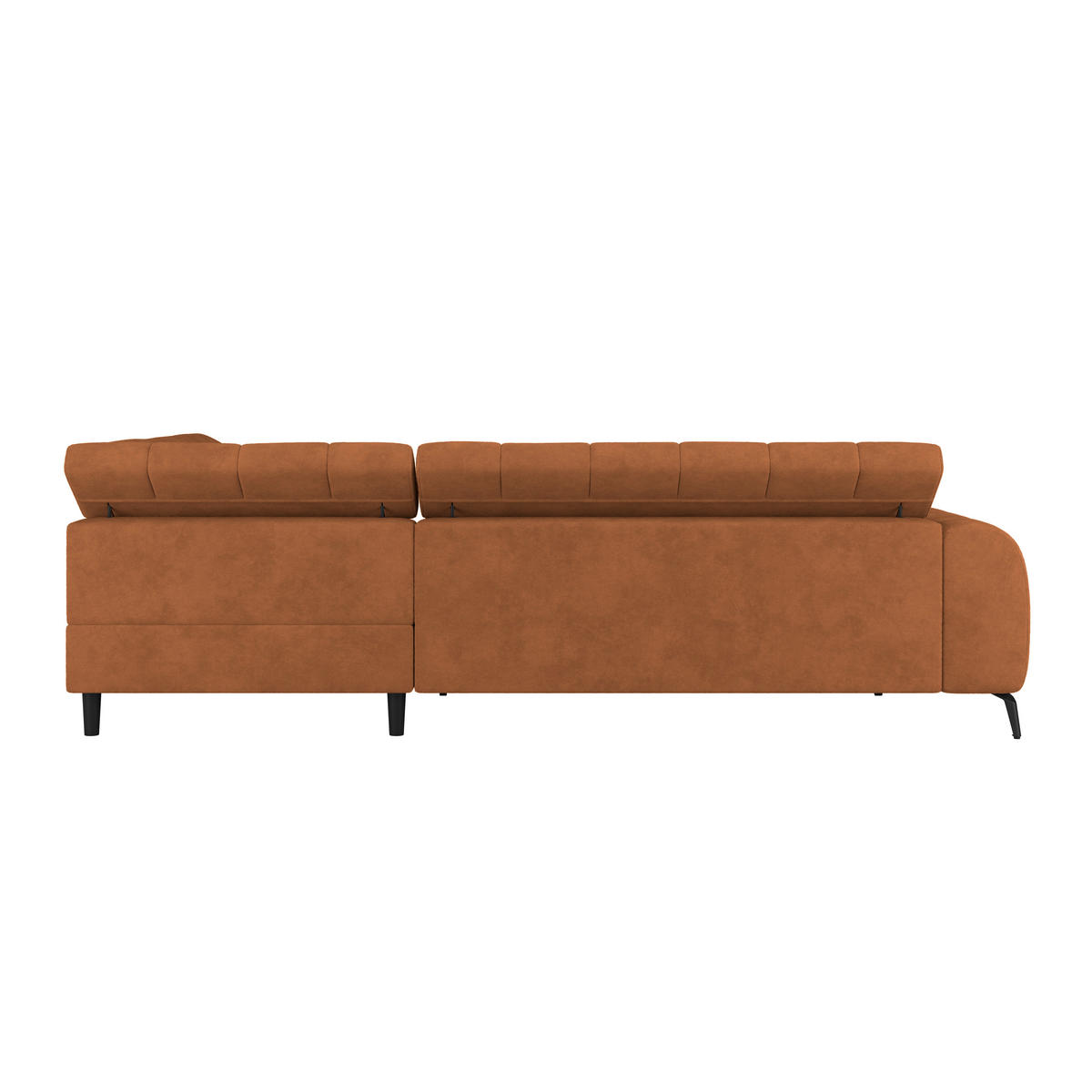 ECKSOFA Rostfarben Bettkasten, Rücken echt, Kopfteilverstellung  - Rostfarben/Schwarz, Trend, Kunststoff/Textil (261/203cm) - Livetastic