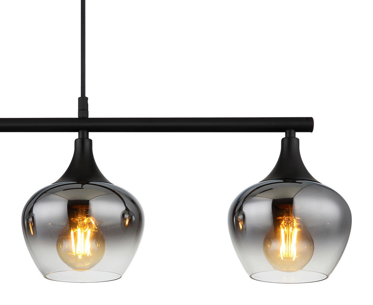 HÄNGELEUCHTE 90/15/120 cm    - Schwarz, Basics, Glas/Textil (90/15/120cm) - Globo