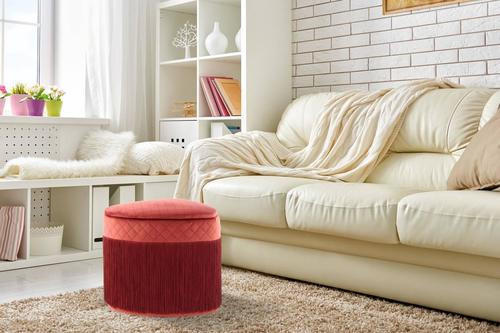 TABURET, dřevo, plast, textil, kompozitní dřevo, 43/42/48 cm - bordeaux, Basics, dřevo/kompozitní dřevo (43/42/48cm)