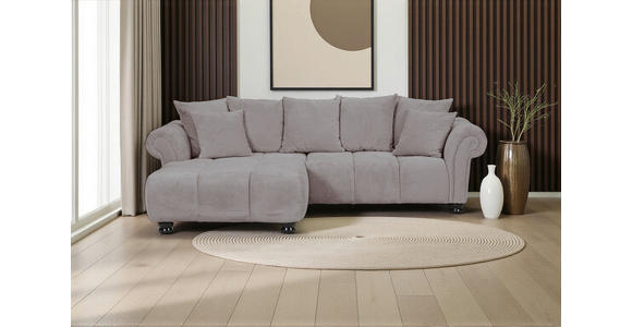 ECKSOFA  in Plüsch Grau  190/288 cm  - Dunkelbraun/Grau, KONVENTIONELL, Holz/Textil (190/288cm) - Carryhome