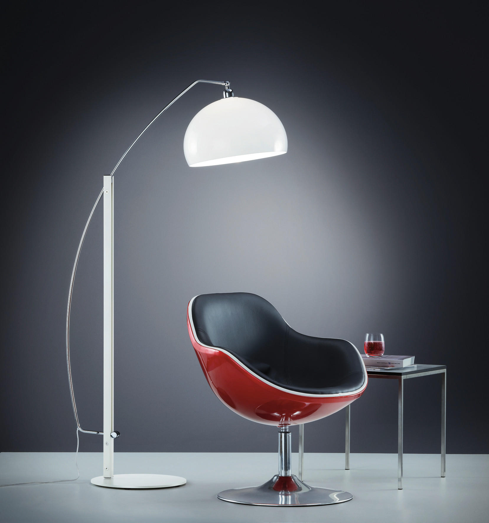 BOGENLEUCHTE 170/40/190 cm    - Chromfarben/Weiß, Design, Kunststoff/Metall (170/40/190cm) - Helestra