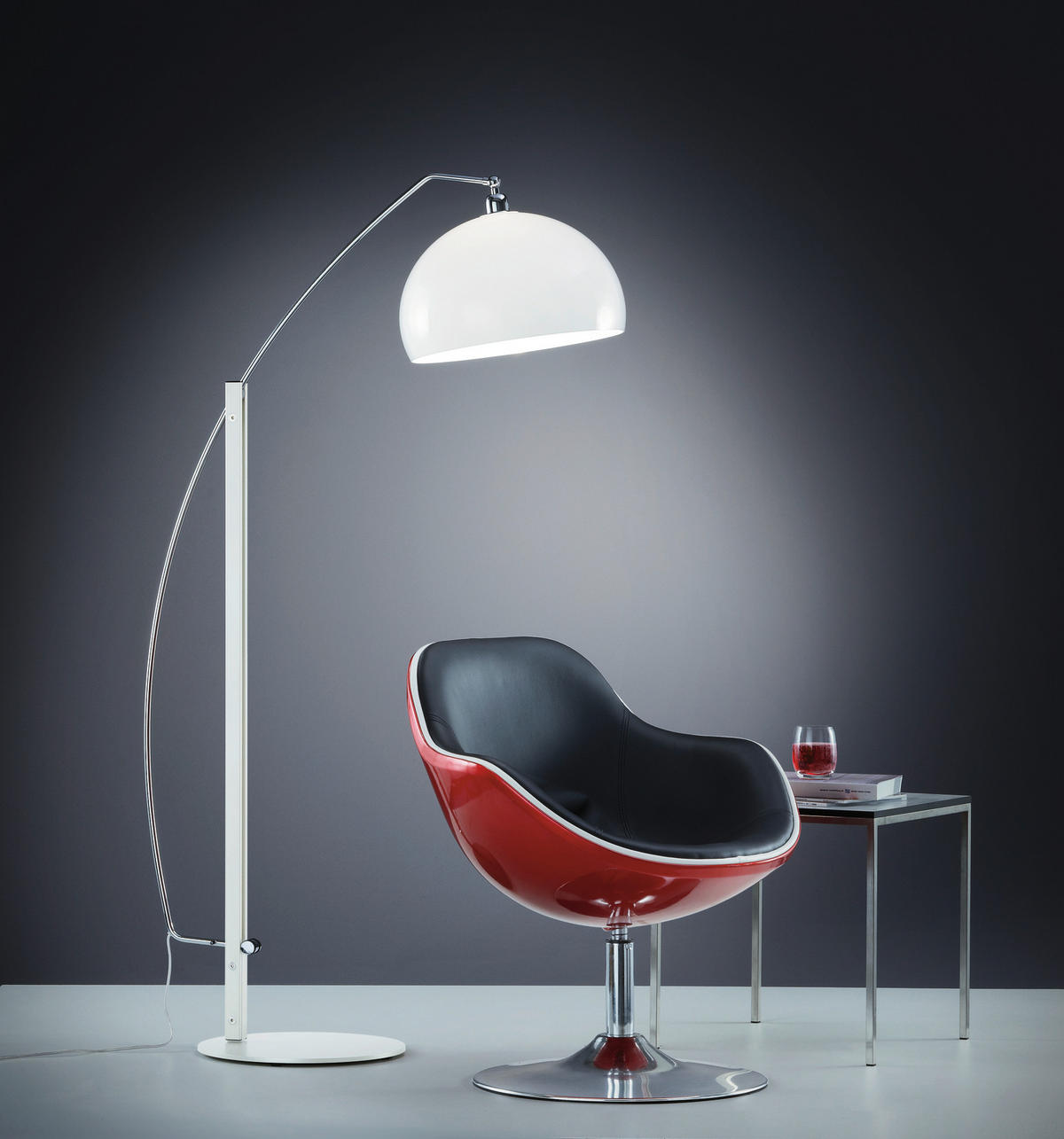 BOGENLEUCHTE 170/40/190 cm    - Chromfarben/Weiß, Design, Kunststoff/Metall (170/40/190cm) - Helestra