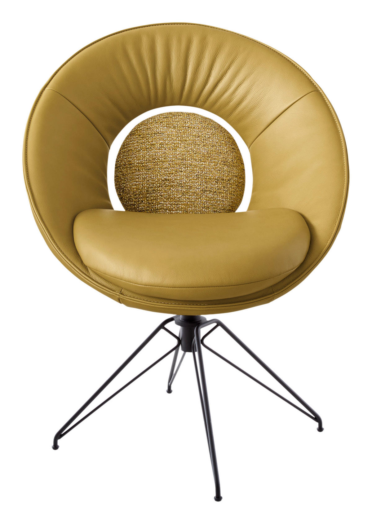 STUHL Echtleder Senfgelb  - Beige/Senfgelb, Design, Leder/Textil (67/86/67cm) - Koinor