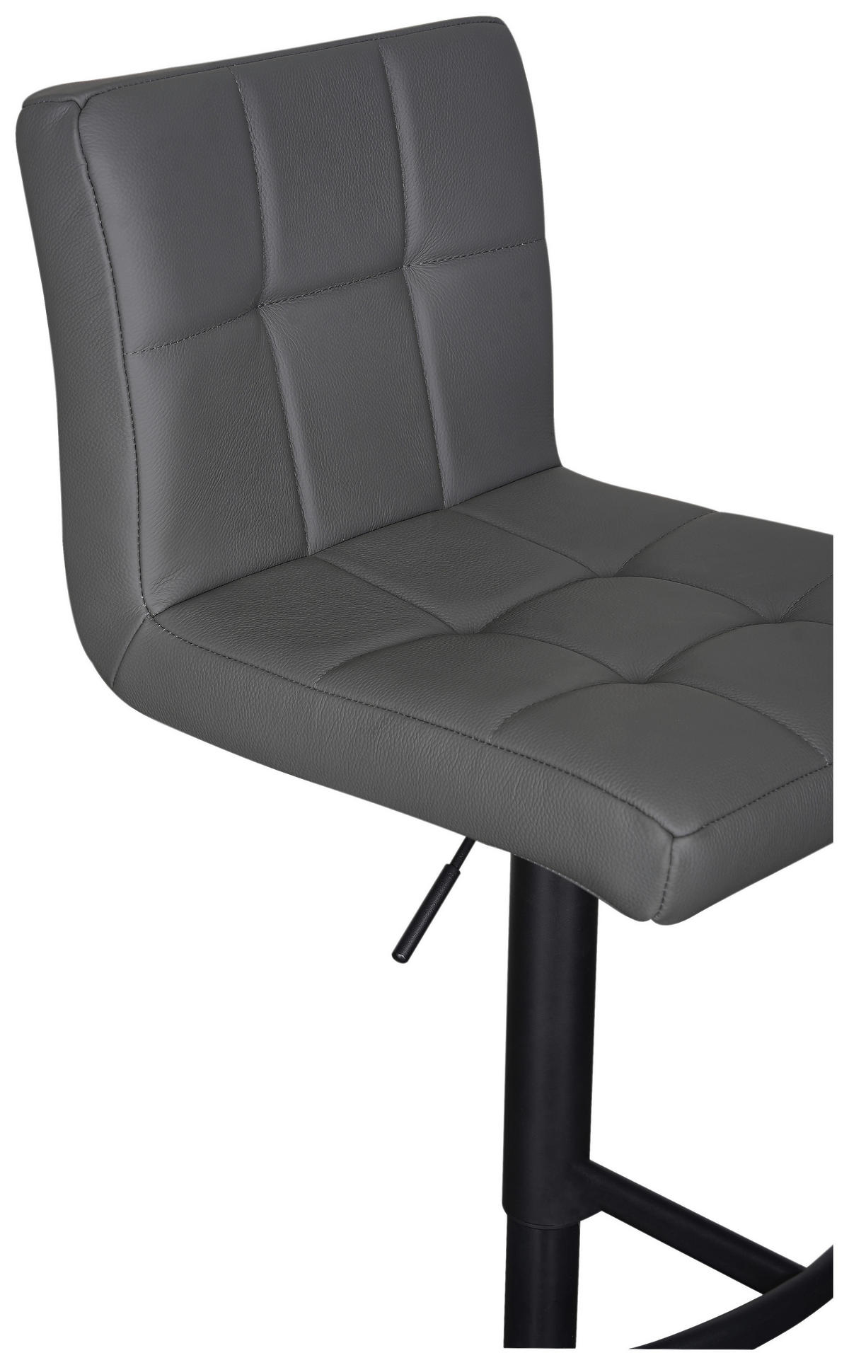 BARHOCKER in Grau, Schwarz  - Schwarz/Grau, MODERN, Leder/Metall (43/92/113/51,5cm) - Livetastic