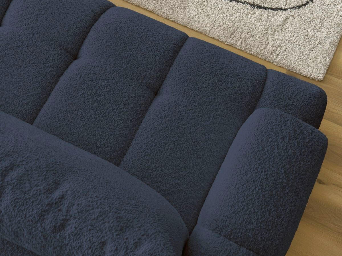 ECKSCHLAFSOFA FUJI Bouclé Dunkelblau  inkl.  - Schwarz/Dunkelblau, MODERN, Kunststoff/Textil (292/160cm)
