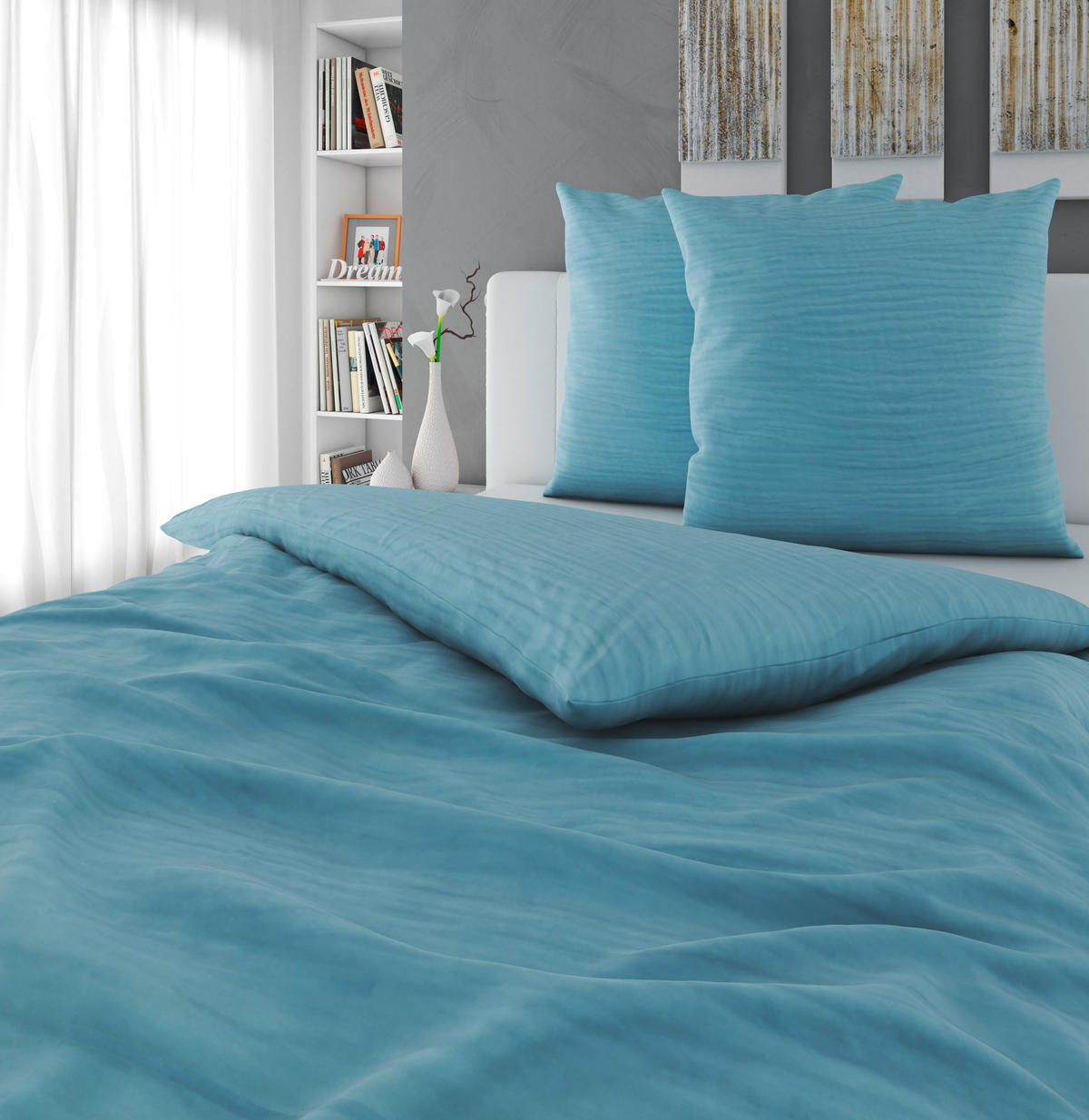 BETTWÄSCHE Musselin 200/200 cm  - Hellblau, Textil (200/200cm) - Novel