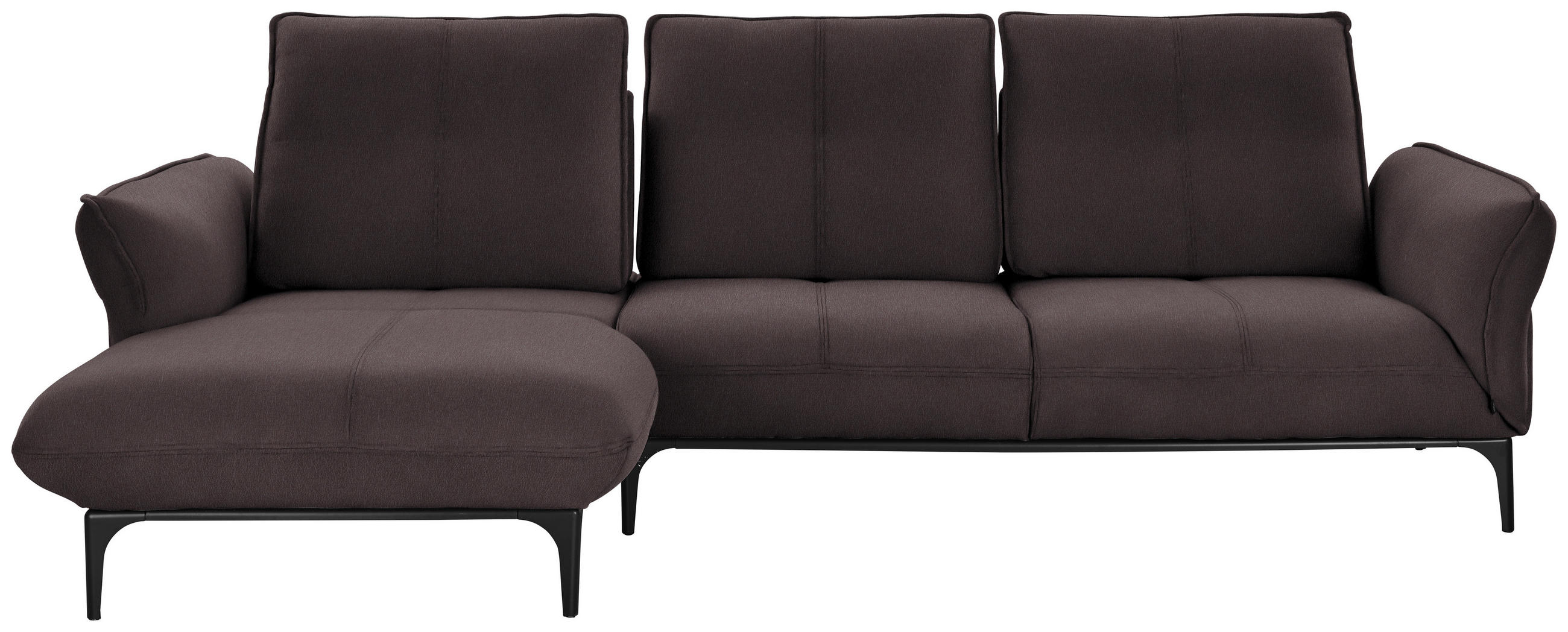 ECKSOFA in Echtleder Dunkelbraun  - Dunkelbraun/Schwarz, Natur, Leder (182/277cm) - Valnatura