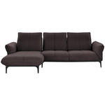 ECKSOFA in Echtleder Dunkelbraun  - Dunkelbraun/Schwarz, Natur, Leder (182/277cm) - Valnatura