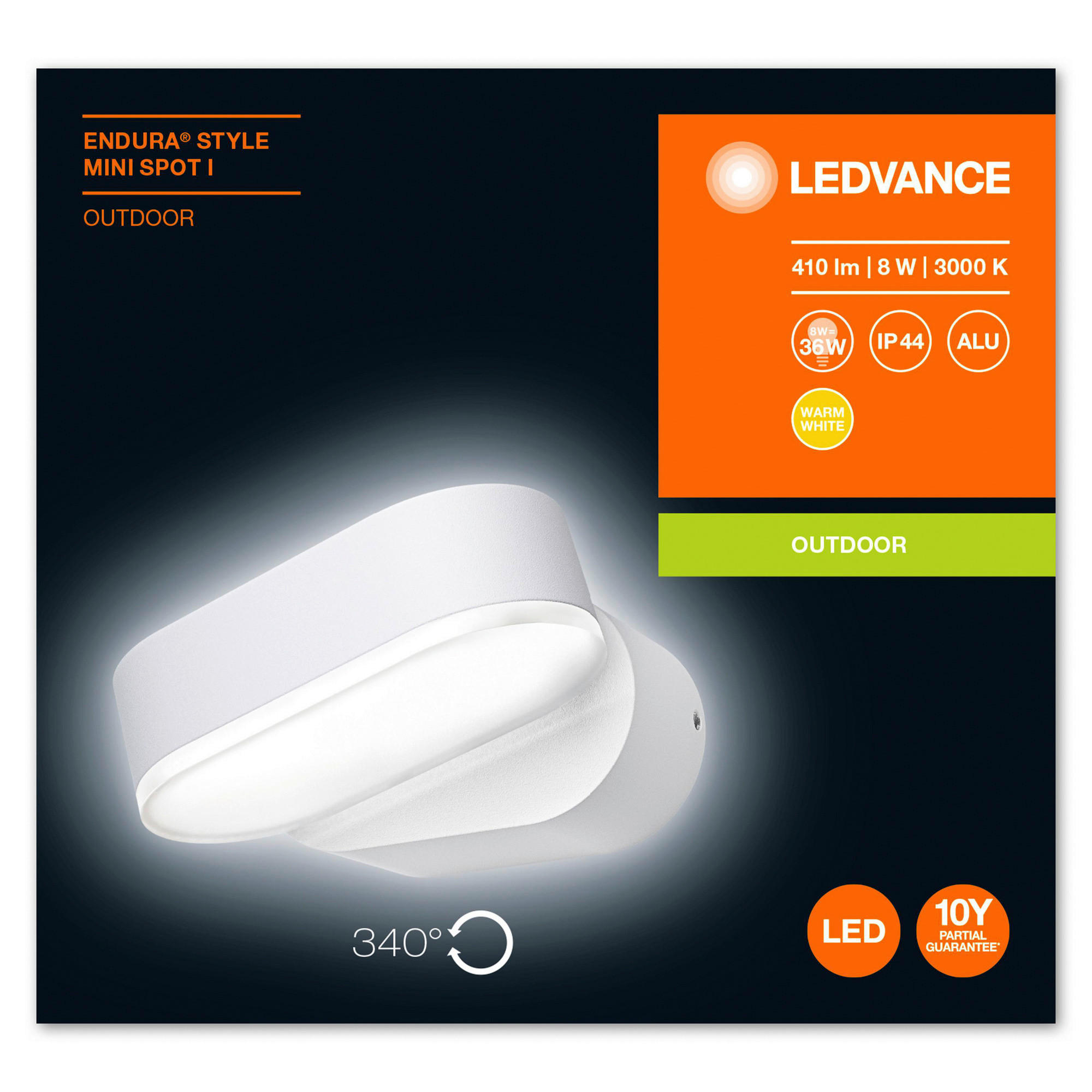 AUßENWANDLEUCHTE Endura Style Mini Spot 10/11/5,4 cm   - Weiß, Basics, Kunststoff/Metall (10/11/5,4cm) - Ledvance