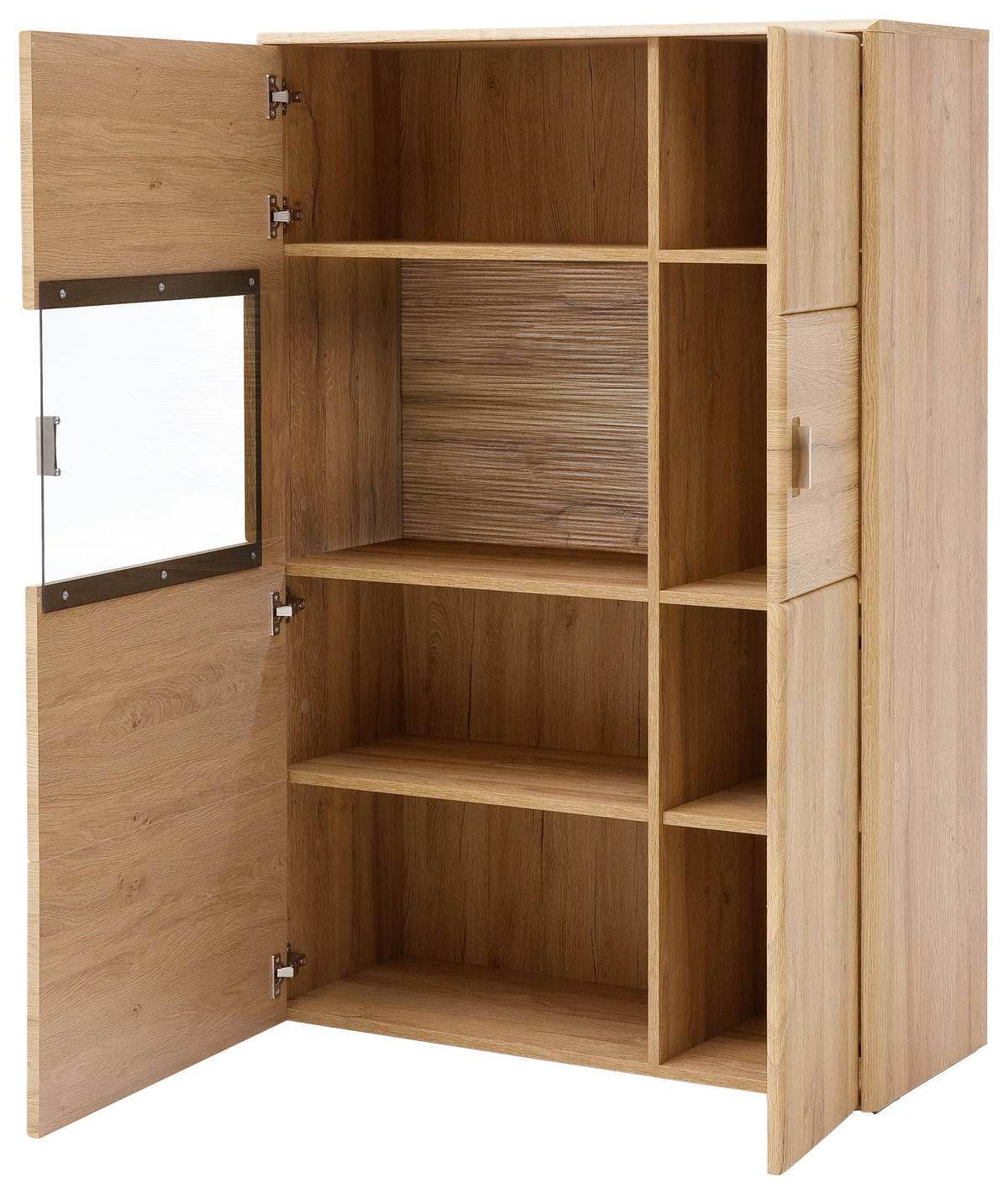 HIGHBOARD Eichefarben  94/139/39 cm  - Eichefarben/Silberfarben, Konventionell, Glas/Holzwerkstoff (94/139/39cm) - Cantus