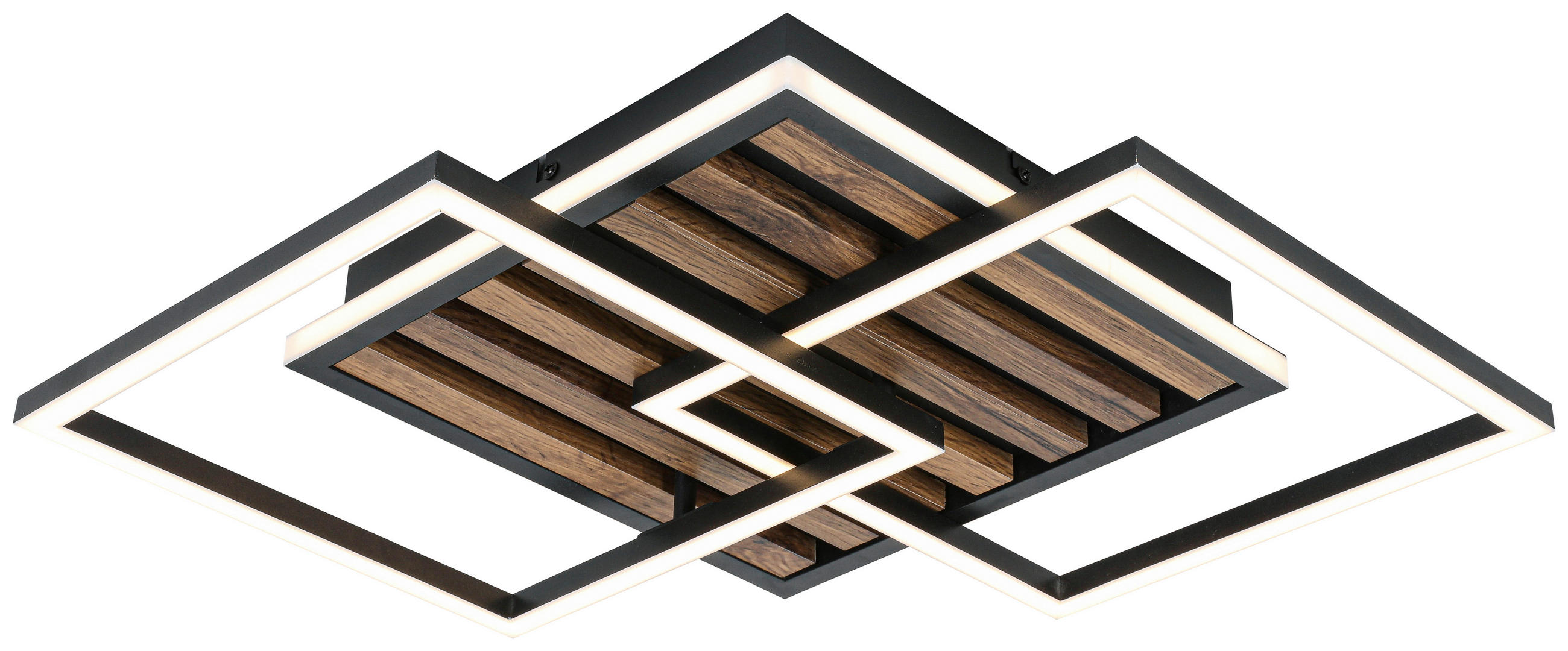 DECKENLEUCHTE    45/45/9,5 cm  - Eichefarben/Schwarz, Trend, Holzwerkstoff/Kunststoff (45/45/9,5cm) - Novel